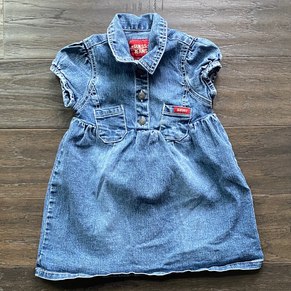VINTAGE GUESS KIDS Denim Dress Girls Sz 3T